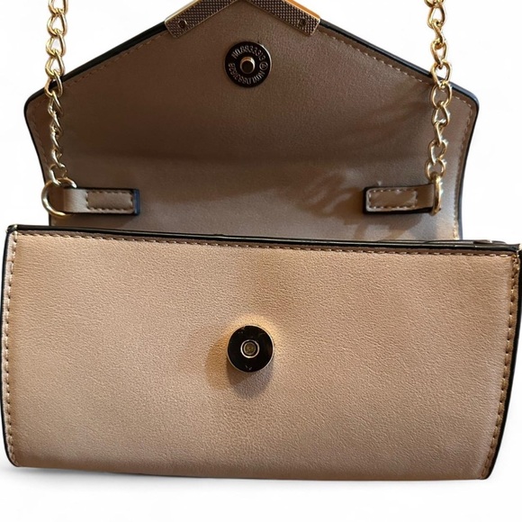 Pink Envelope Clutch Purse with Gold Chain Strap - Picture 5 of 6